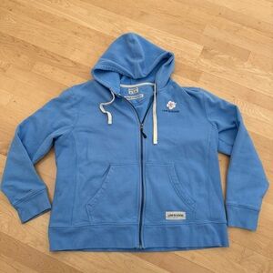 Life Is Good Sky Blue Full-Zip Hoodie XL with Flower Logo